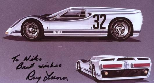 J-Car-Konzeptzeichnung, personalisiert von Roy Lunn